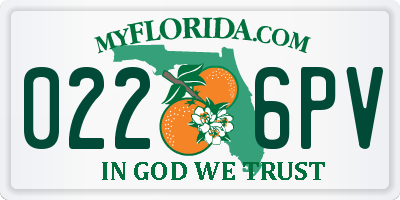 FL license plate 0226PV