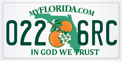 FL license plate 0226RC