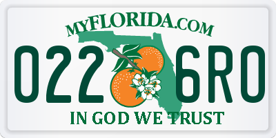 FL license plate 0226RO