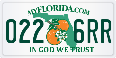 FL license plate 0226RR