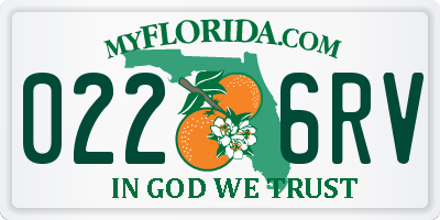 FL license plate 0226RV