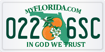 FL license plate 0226SC