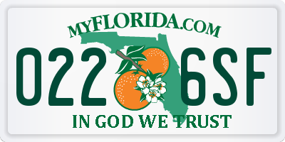 FL license plate 0226SF