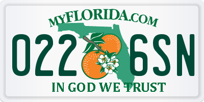 FL license plate 0226SN