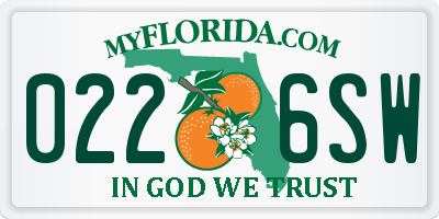FL license plate 0226SW