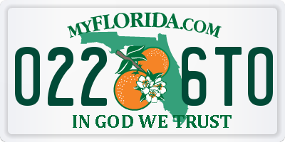 FL license plate 0226TO