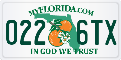 FL license plate 0226TX