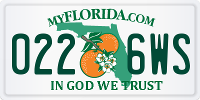 FL license plate 0226WS
