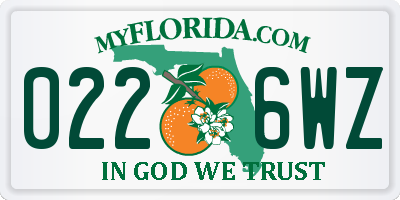 FL license plate 0226WZ