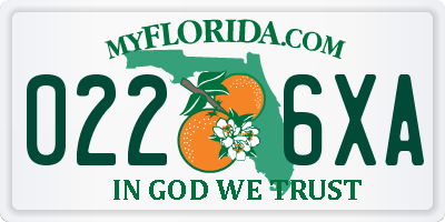 FL license plate 0226XA
