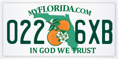 FL license plate 0226XB