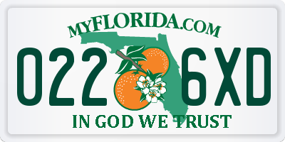 FL license plate 0226XD