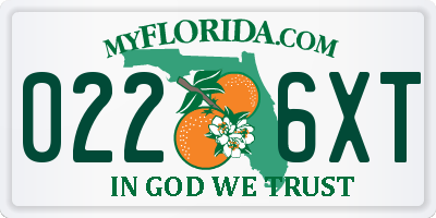 FL license plate 0226XT