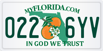 FL license plate 0226YV