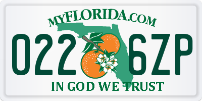 FL license plate 0226ZP