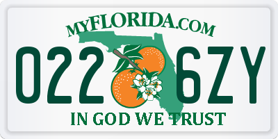 FL license plate 0226ZY
