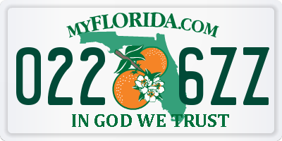 FL license plate 0226ZZ