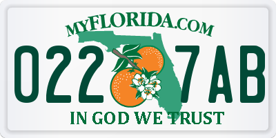 FL license plate 0227AB
