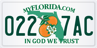FL license plate 0227AC