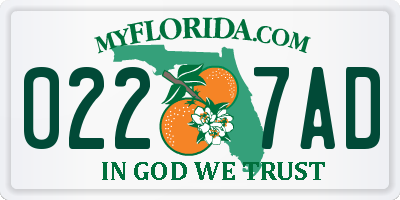 FL license plate 0227AD