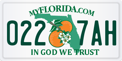 FL license plate 0227AH
