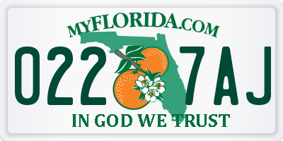 FL license plate 0227AJ
