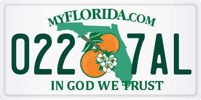 FL license plate 0227AL