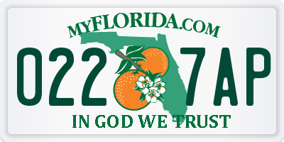 FL license plate 0227AP