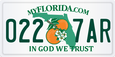 FL license plate 0227AR