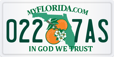 FL license plate 0227AS
