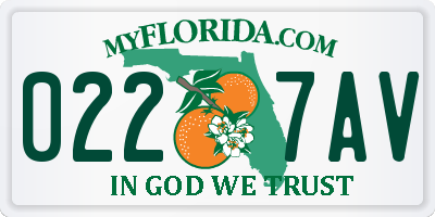 FL license plate 0227AV