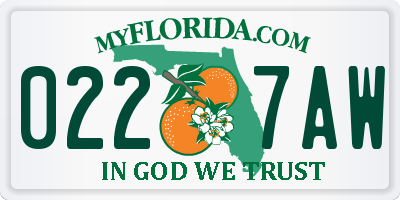 FL license plate 0227AW