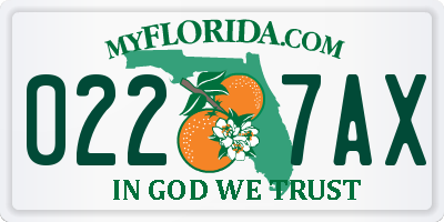 FL license plate 0227AX