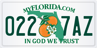 FL license plate 0227AZ