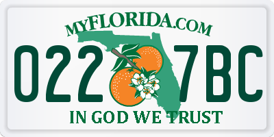 FL license plate 0227BC