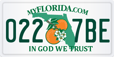 FL license plate 0227BE