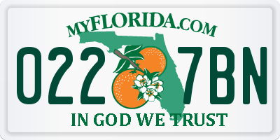 FL license plate 0227BN