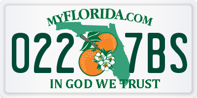 FL license plate 0227BS