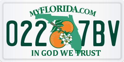 FL license plate 0227BV