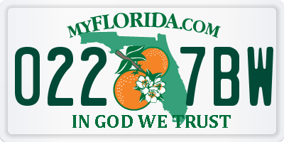 FL license plate 0227BW