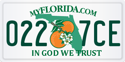 FL license plate 0227CE