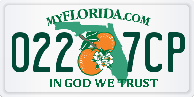 FL license plate 0227CP