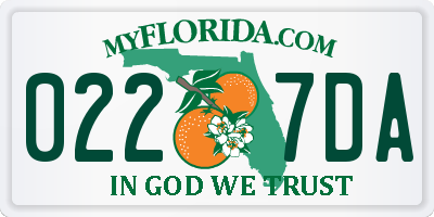 FL license plate 0227DA