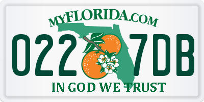 FL license plate 0227DB