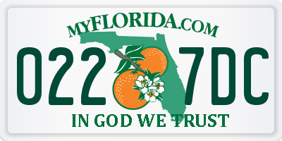 FL license plate 0227DC
