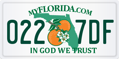 FL license plate 0227DF