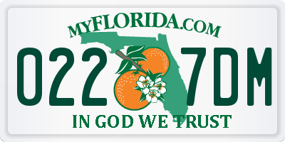 FL license plate 0227DM
