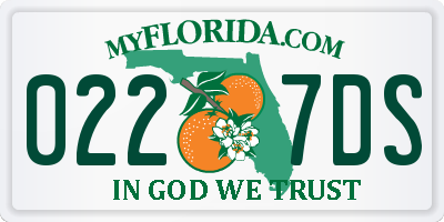 FL license plate 0227DS