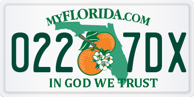 FL license plate 0227DX