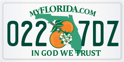 FL license plate 0227DZ